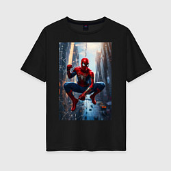 Футболка оверсайз женская Spider Man на страже справедливости, цвет: черный