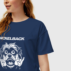 Футболка оверсайз женская Nickelback rock dog, цвет: тёмно-синий — фото 2