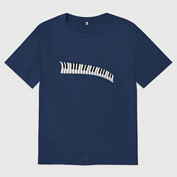 Футболка оверсайз женская Пианино клавиши волна, цвет: тёмно-синий