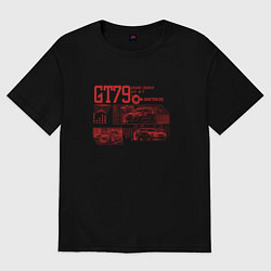 Футболка оверсайз женская Коллаж из спорткаров, цвет: черный