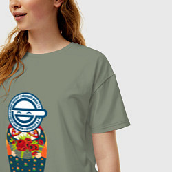 Футболка оверсайз женская Матрёшка смеющийся человек, цвет: авокадо — фото 2