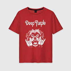 Футболка оверсайз женская Deep Purple rock dog, цвет: красный