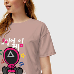 Футболка оверсайз женская Squid game boy, цвет: пыльно-розовый — фото 2