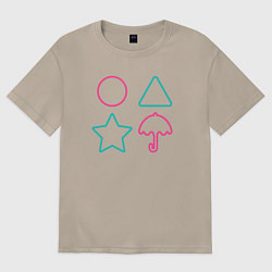 Футболка оверсайз женская Игра в символы, цвет: миндальный