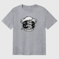 Женская футболка оверсайз Кораблик в скафандре