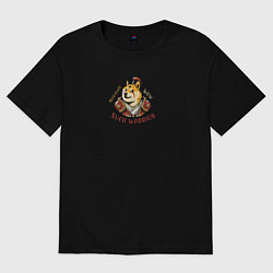 Футболка оверсайз женская Сиба ину воин варвар, цвет: черный