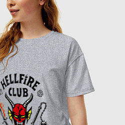 Футболка оверсайз женская Stranger things - hellfire club, цвет: меланж — фото 2