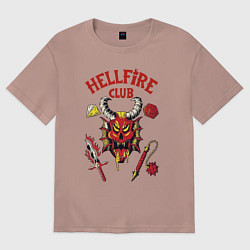 Женская футболка оверсайз Stranger things - hellfire club