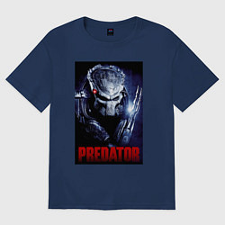 Футболка оверсайз женская Predator in the helmet, цвет: тёмно-синий