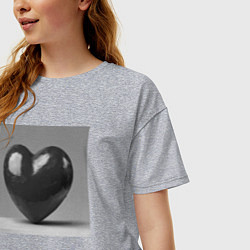 Футболка оверсайз женская Большое чёрное сердце, цвет: меланж — фото 2