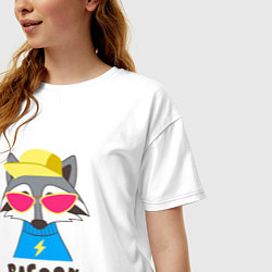 Футболка оверсайз женская Чува енот, цвет: белый — фото 2