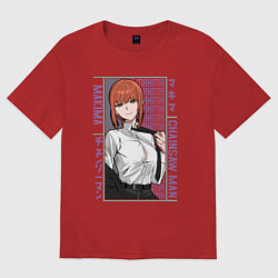 Футболка оверсайз женская Человек-бензопила Макима в костюме, цвет: красный