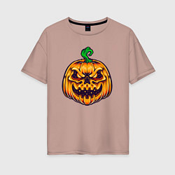 Футболка оверсайз женская Halloween pumpkin, цвет: пыльно-розовый