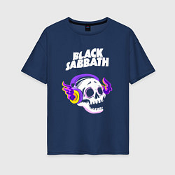 Женская футболка оверсайз Black Sabbath - неоновый череп
