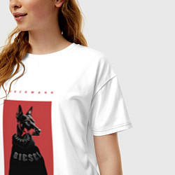 Футболка оверсайз женская Порода Доберман - половинка пары, цвет: белый — фото 2