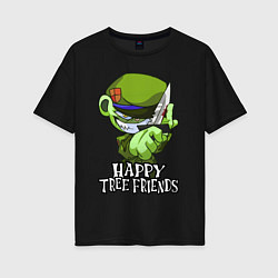 Футболка оверсайз женская Happy three friends - Flippy, цвет: черный