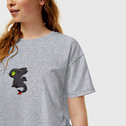 Футболка оверсайз женская Ночная фурия пара для дневной, цвет: меланж — фото 2