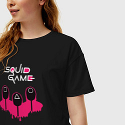 Футболка оверсайз женская Squid game soldiers, цвет: черный — фото 2