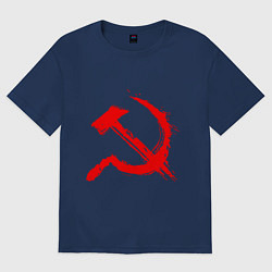 Футболка оверсайз женская Sickle and hammer red paint, цвет: тёмно-синий