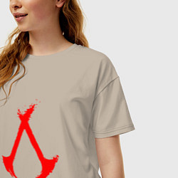 Футболка оверсайз женская Assassins creed - shadows logotype, цвет: миндальный — фото 2