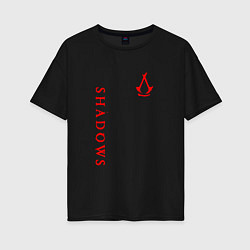 Футболка оверсайз женская Assassins creed - shadows red, цвет: черный