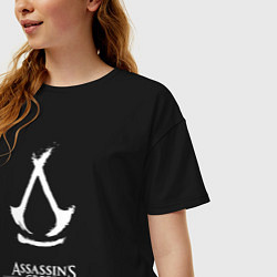 Футболка оверсайз женская Assassins creed - shadows white, цвет: черный — фото 2