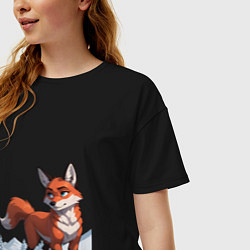 Футболка оверсайз женская Лисица-сестрица, цвет: черный — фото 2