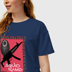 Футболка оверсайз женская Squid game gun and mask, цвет: тёмно-синий — фото 2