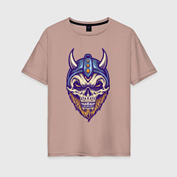 Футболка оверсайз женская Skull viking, цвет: пыльно-розовый