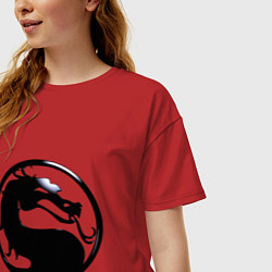 Футболка оверсайз женская Смертельная битва - логотип, цвет: красный — фото 2