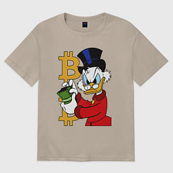 Футболка оверсайз женская Duck tales - Scrooge bitcoin, цвет: миндальный