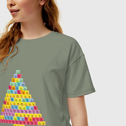Футболка оверсайз женская Таблица Менделеева ёлка, цвет: авокадо — фото 2