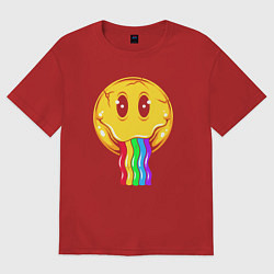 Футболка оверсайз женская Rainbow smile, цвет: красный