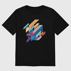 Футболка оверсайз женская Стиль геометрия, цвет: черный