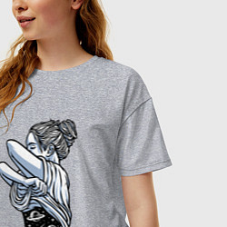 Футболка оверсайз женская Космическая красотка, цвет: меланж — фото 2