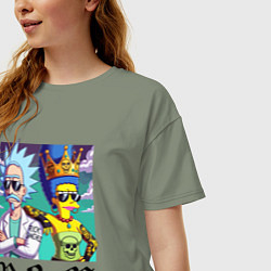 Футболка оверсайз женская Рик Санчес и королева Мардж Симпсон - коллаба, цвет: авокадо — фото 2