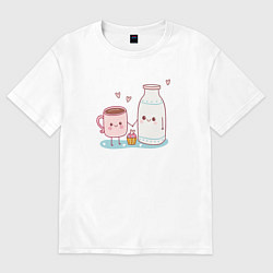 Футболка оверсайз женская Кофе с молоком, цвет: белый