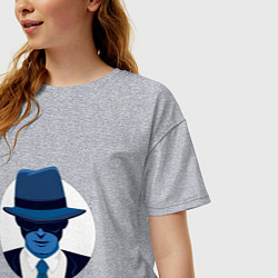 Футболка оверсайз женская Детектив в шляпе синий, цвет: меланж — фото 2