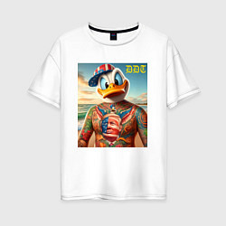 Женская футболка оверсайз Donald Duck Trump - meme