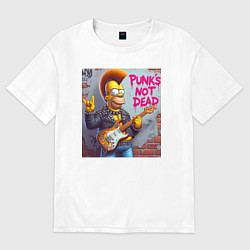 Футболка оверсайз женская Homer Simpson - punks not dead, цвет: белый