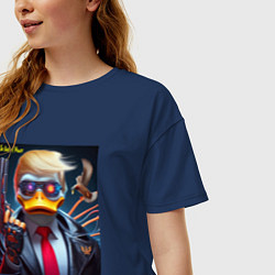 Футболка оверсайз женская Donald Trump is the duck of peace - joke, цвет: тёмно-синий — фото 2