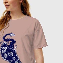 Футболка оверсайз женская Космическая лампочка, цвет: пыльно-розовый — фото 2