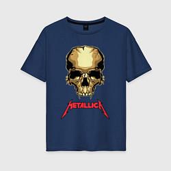Футболка оверсайз женская Metallica - skull with fangs, цвет: тёмно-синий