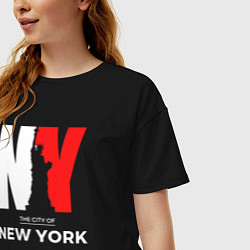 Футболка оверсайз женская The city of New York, цвет: черный — фото 2