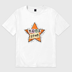 Футболка оверсайз женская Оранжевая рок звезда, цвет: белый