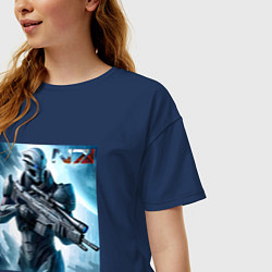 Футболка оверсайз женская Mass Effect - N7 ai art, цвет: тёмно-синий — фото 2