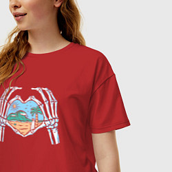 Футболка оверсайз женская Сердце пляжа, цвет: красный — фото 2