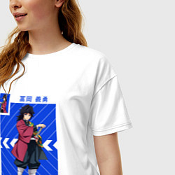 Футболка оверсайз женская Клинок рассекающий демонов Гиа Тамиока, цвет: белый — фото 2