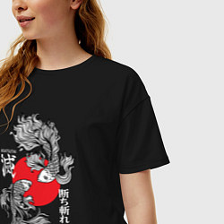 Футболка оверсайз женская Бойцовые петушки истребители демонов, цвет: черный — фото 2