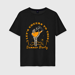 Футболка оверсайз женская Summer party, цвет: черный